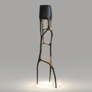 Art Tree Crotch Black Standing Floor Light