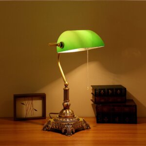 Green E27/E26 Copper Glass Table Light
