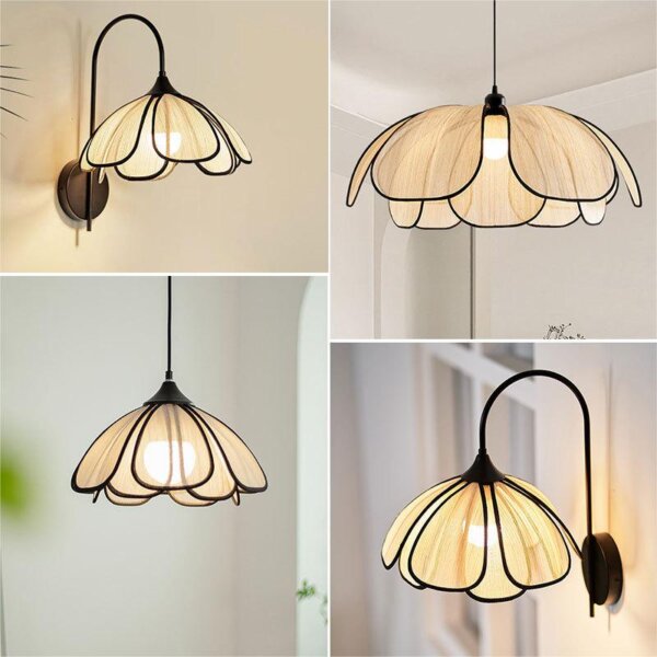 Creamy Petals Iron Fabric LED Wall Lamp - Image 2