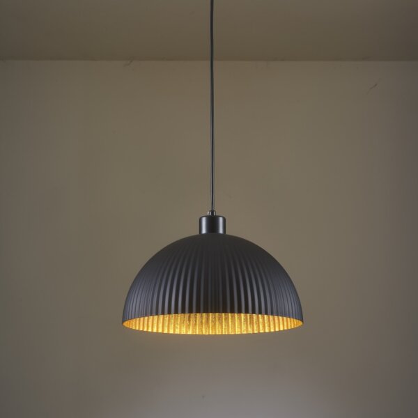 Vertical Striped Iron Black Pendant Lamp