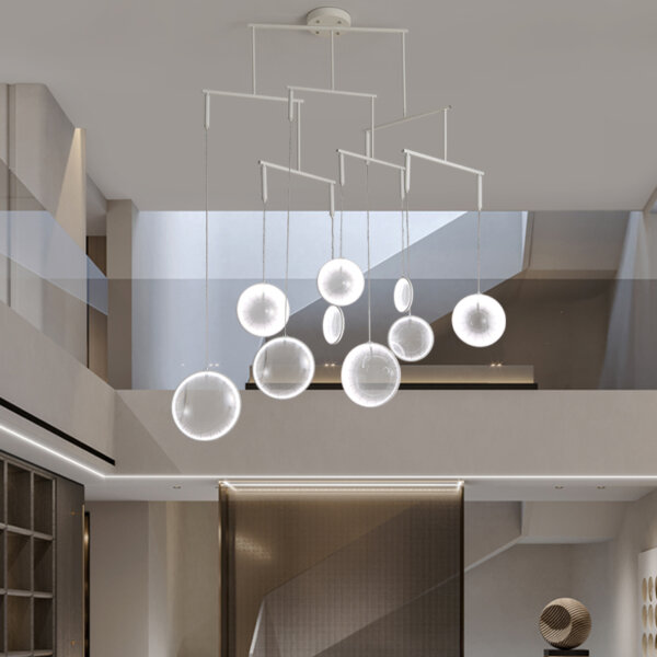 Body Rotated Freely Glass Lens Hardware Pendant Light - 图片 2