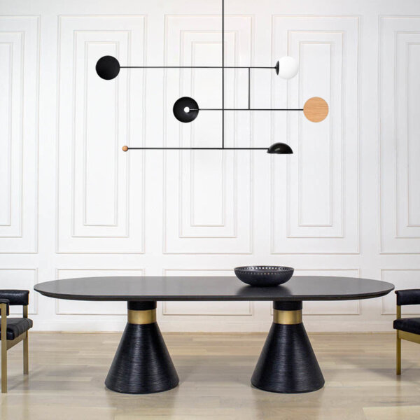 E14 Iron Glass Wood Pendant Light - 图片 6
