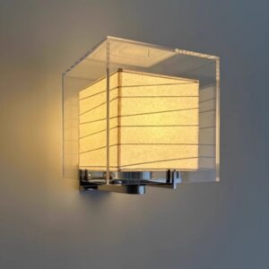 Rice Paper Hardware Glass Wall Lamp