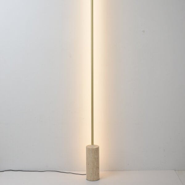 H207CM Aluminum Yellow Travertine LED Floor Lamp