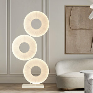 H175CM White Fabric LED Floor Light