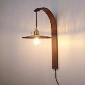 Retro Style Brass LED Walnut Wood Glass Wall Lamp