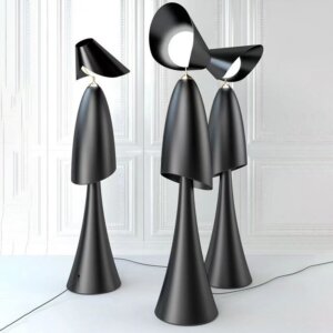 H170cm Art Black Iron PE Floor Light
