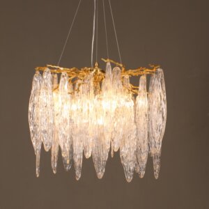 All Copper Branches Glass Leaf Chandelier