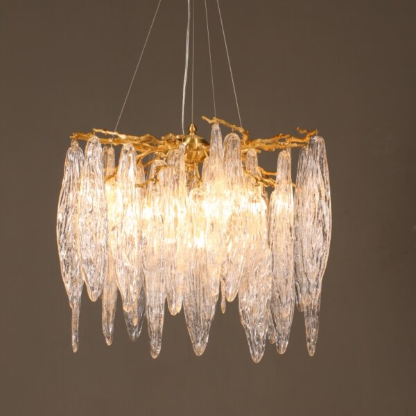 All Copper Branches Glass Leaf Chandelier