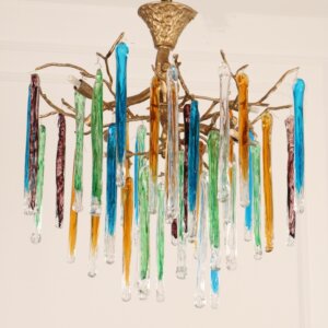 Branch Copper Glass Colorful Chandelier