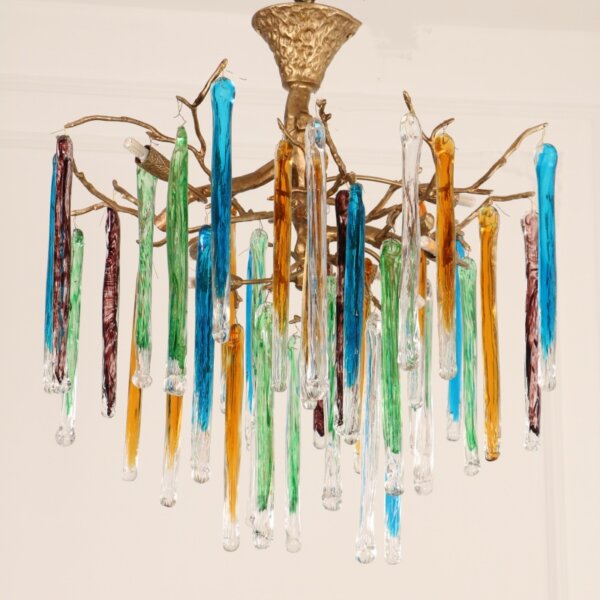Branch Copper Glass Colorful Chandelier
