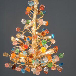 Gold Leaf Glass Chandelier