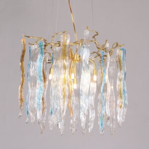 H55CM Copper Chandelier Glass Colorful