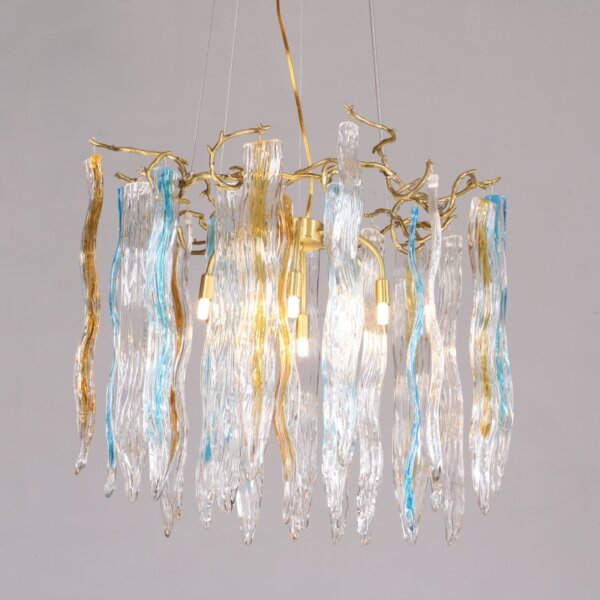 H55CM Copper Chandelier Glass Colorful