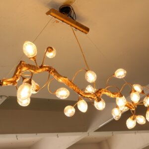 H45cm Copper Chandelier Brass Glass