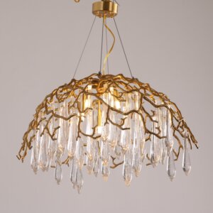 D60CM Glass Chandelier Copper Brass