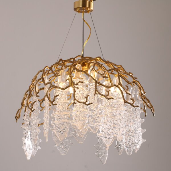 H50CM Branch Brass Chandelier Copper Glass