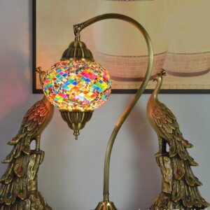 Turkish Style Colourful Copper Mosaic Glass Table Light