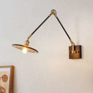 Japanese Retro Adjustable Walnut Wood Glass Wall Lamp