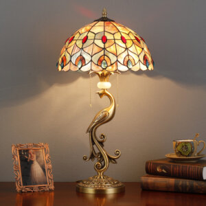 Red Flower Pastoral Shell LED Table Light