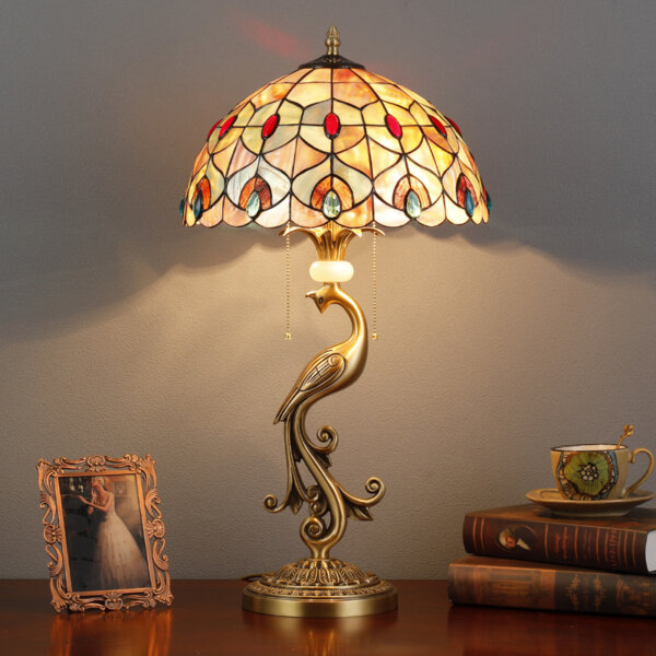 Red Flower Pastoral Shell LED Table Light