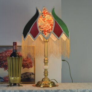 Victorian Copper Fabric Tassel LED Table Lamp