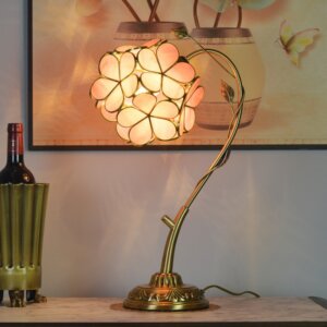 Pink Flower Cherry Blossom Glass Petal LED Table Light