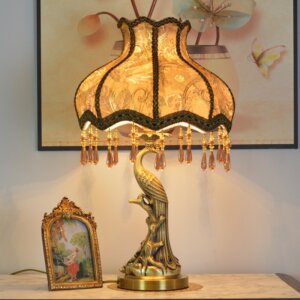 Luxury Romantic Copper Fabric Wedding Table Lamp