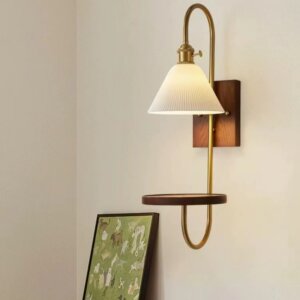 Nordic Retro Wood LED Metal Ceramic Wall Lamp