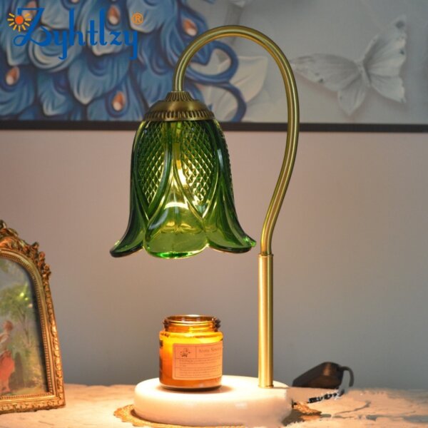 Jade Electric Candle Warmer Glass Table Lamp - Image 2