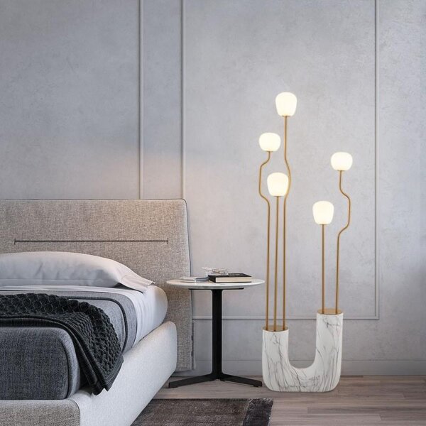 U-Shaped Glass Metal Black White Floor Light - Image 2