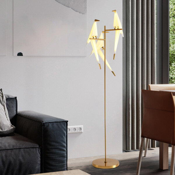 H165cm Black Copper Bird Acrylic Floor Lamp - Image 3