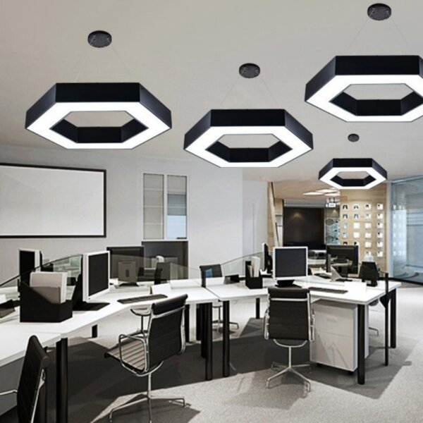 Black White Hexagon Pendant Light - Image 3
