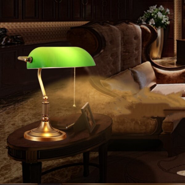 Green E27/E26 Copper Glass Table Light - Image 2