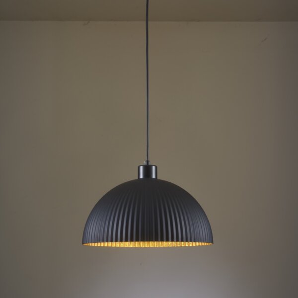 Vertical Striped Iron Black Pendant Lamp - 图片 2