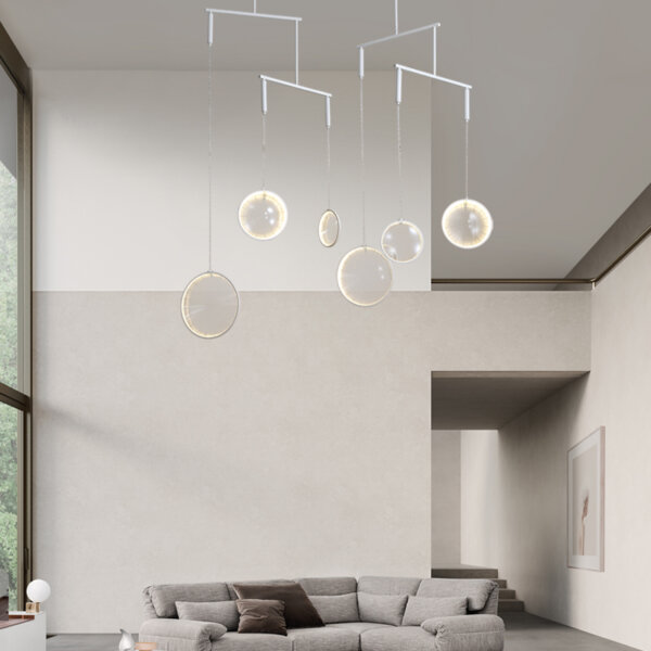 Body Rotated Freely Glass Lens Hardware Pendant Light - 图片 3