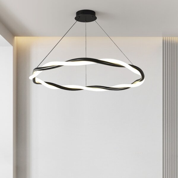 Ring Black White Silicone Pendant Lamp - 图片 2