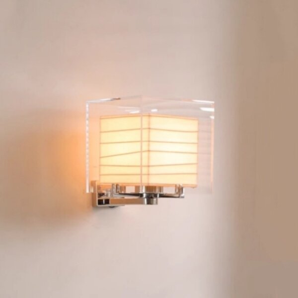 Rice Paper Hardware Glass Wall Lamp - 图片 2