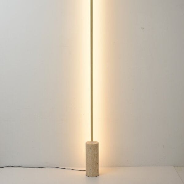 H207CM Aluminum Yellow Travertine LED Floor Lamp - 图片 2