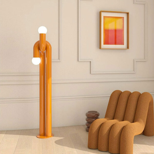 Green Orange Curved Tube LED Floor Light - 图片 2