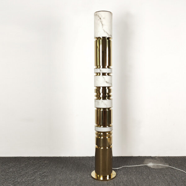 H165cm Stainless Steel Imitation Marble LED Floor Light - 图片 2