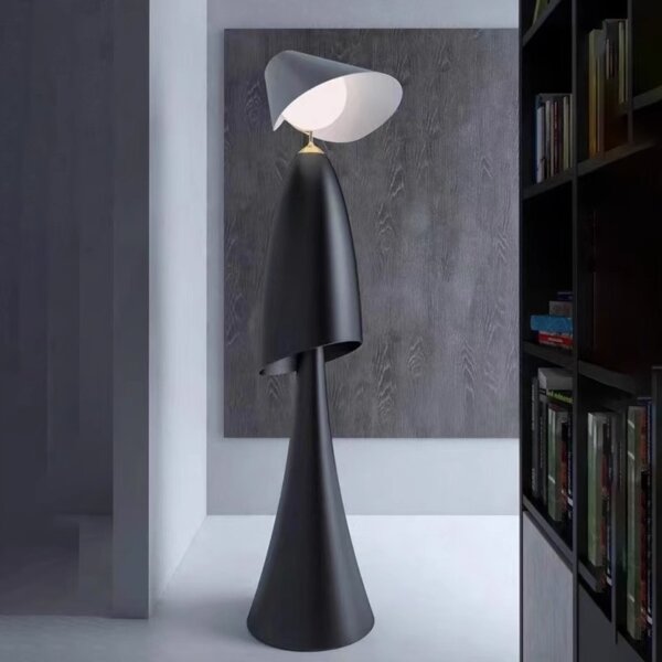 H170cm Art Black Iron PE Floor Light - 图片 2