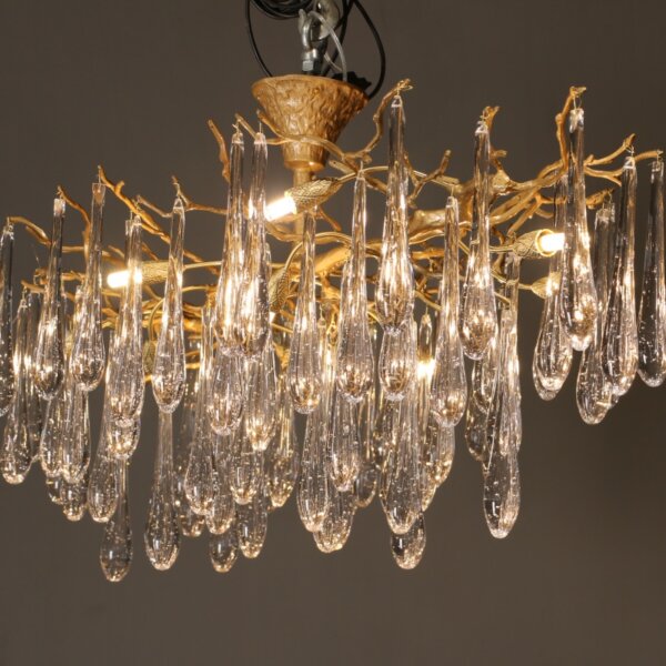 Art Copper Glass Water Drop Chandelier - 图片 3
