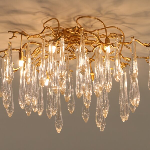 Crystal Brass Frame Chandelier Lamp - 图片 2
