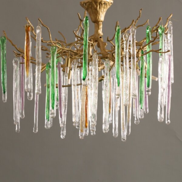 Branch Copper Glass Colorful Chandelier - 图片 2