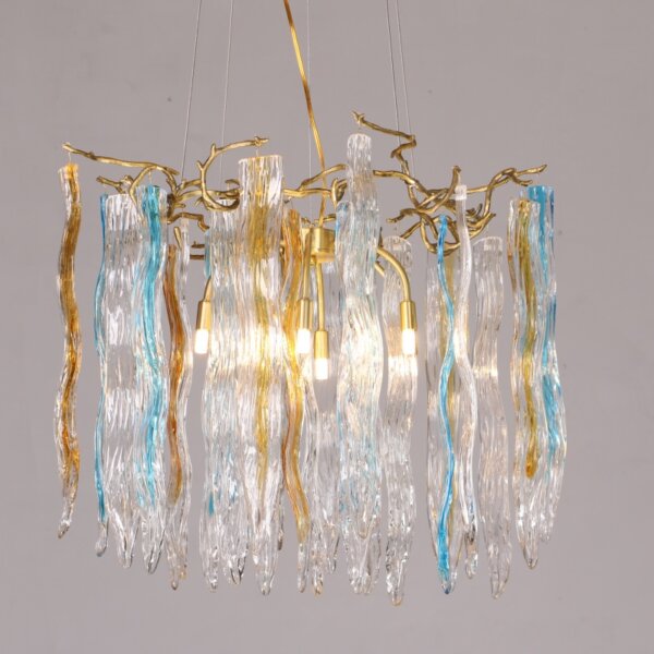 H55CM Copper Chandelier Glass Colorful - 图片 2