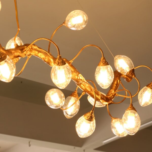 H45cm Copper Chandelier Brass Glass - 图片 2