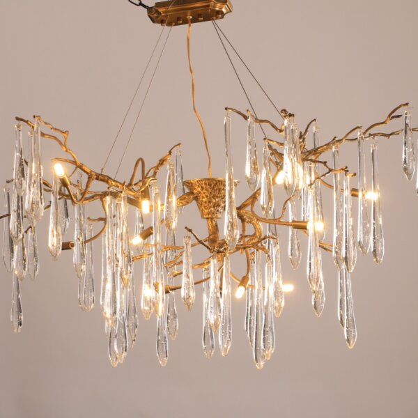 G9 Brass Chandelier Copper Glass - 图片 2