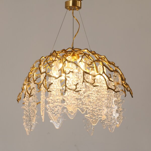 H50CM Branch Brass Chandelier Copper Glass - 图片 2