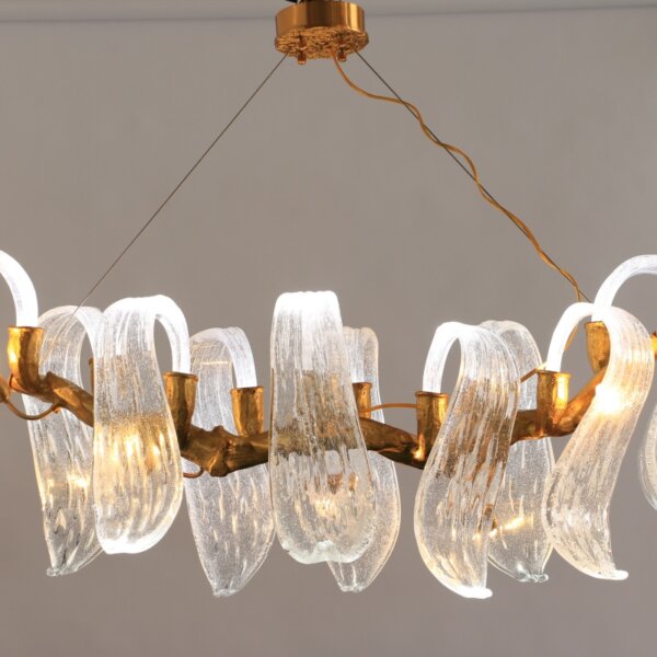 H40CM Adjustable Chandelier Glass Copper - 图片 2